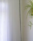 Onyx White Linen Look Panel With Black Embroidery Trim