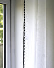 Onyx White Linen Look Panel With Black Embroidery Trim