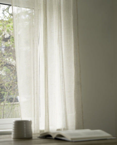 Calm Ladder Stitch Natural Linen Look Voile Panel
