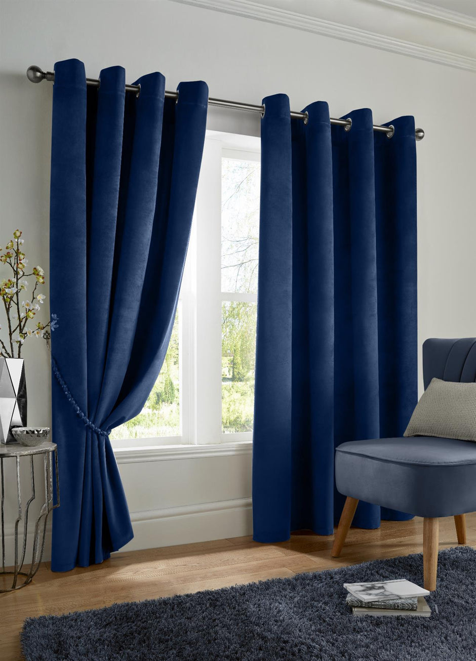 Velvet Blackout Eyelet Curtains