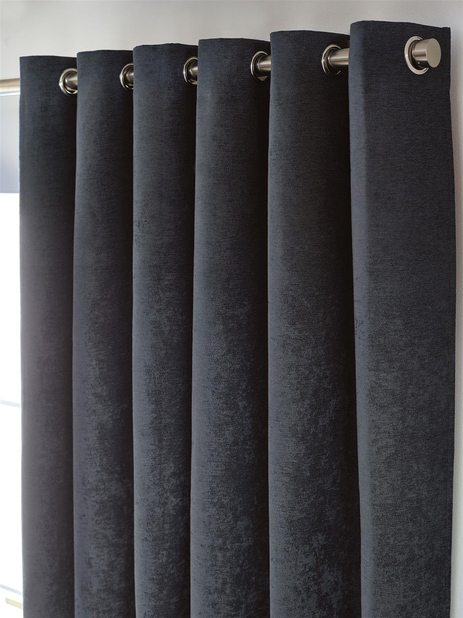 Chenille Blackout Eyelet Curtains