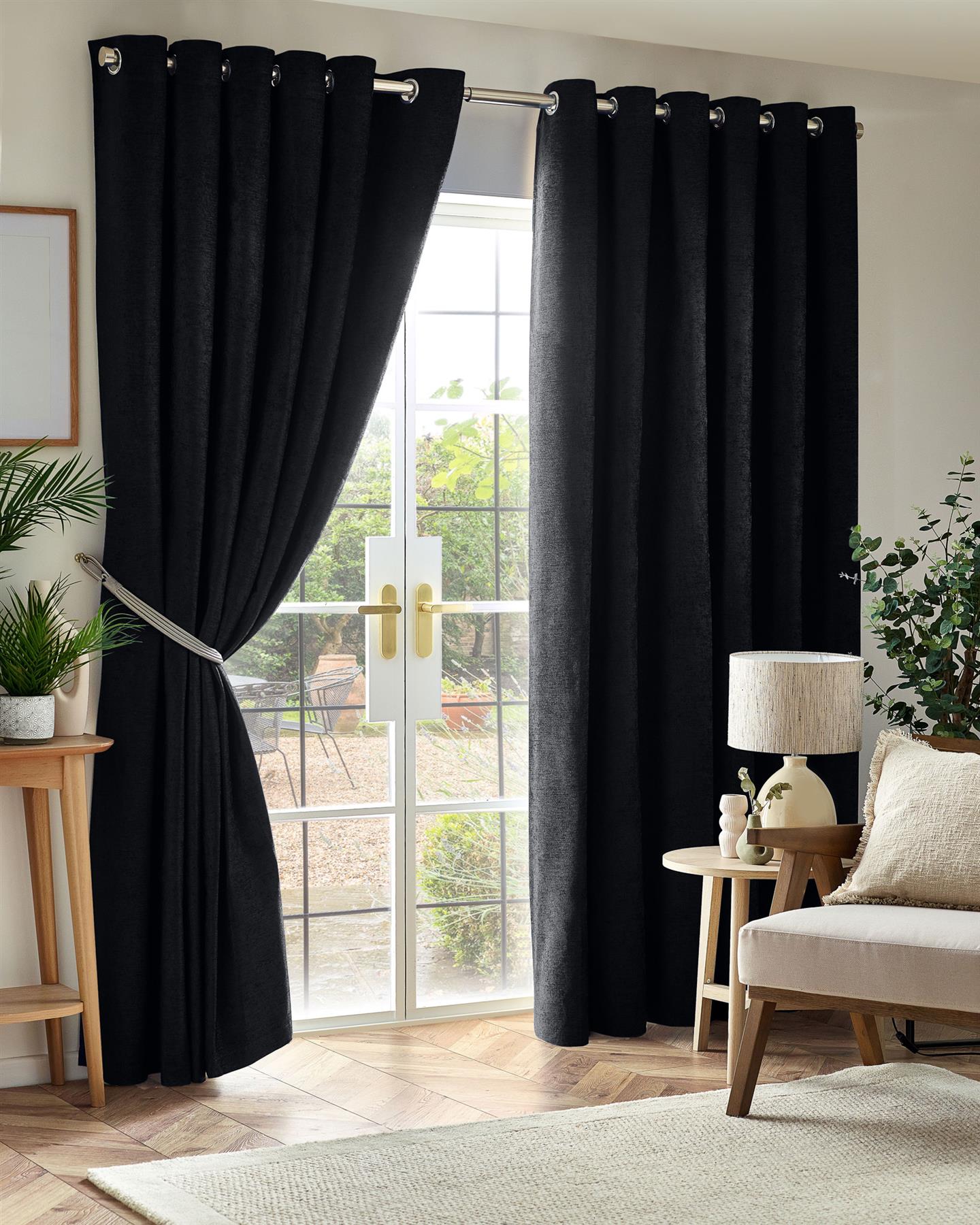 Chenille Blackout Eyelet Curtains
