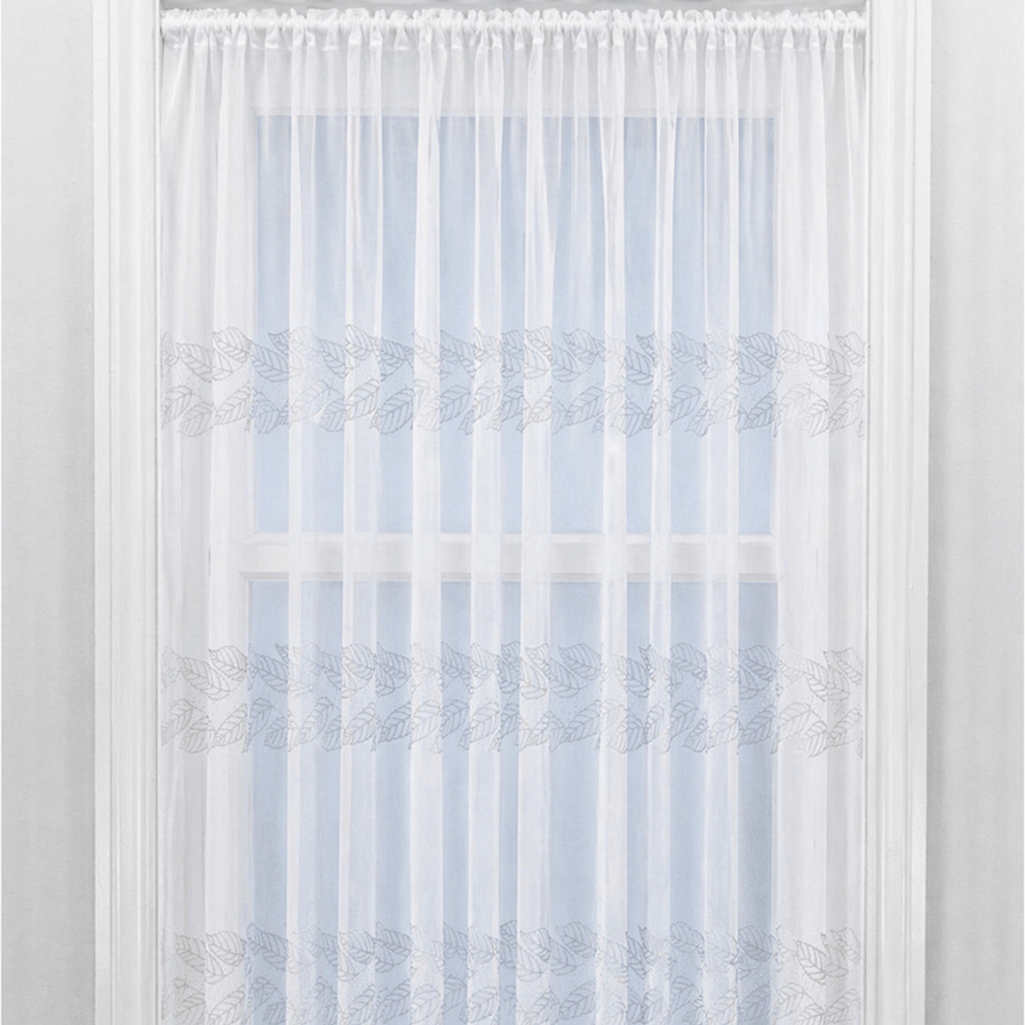 Alice White Leaf Net Curtain Made to Measure