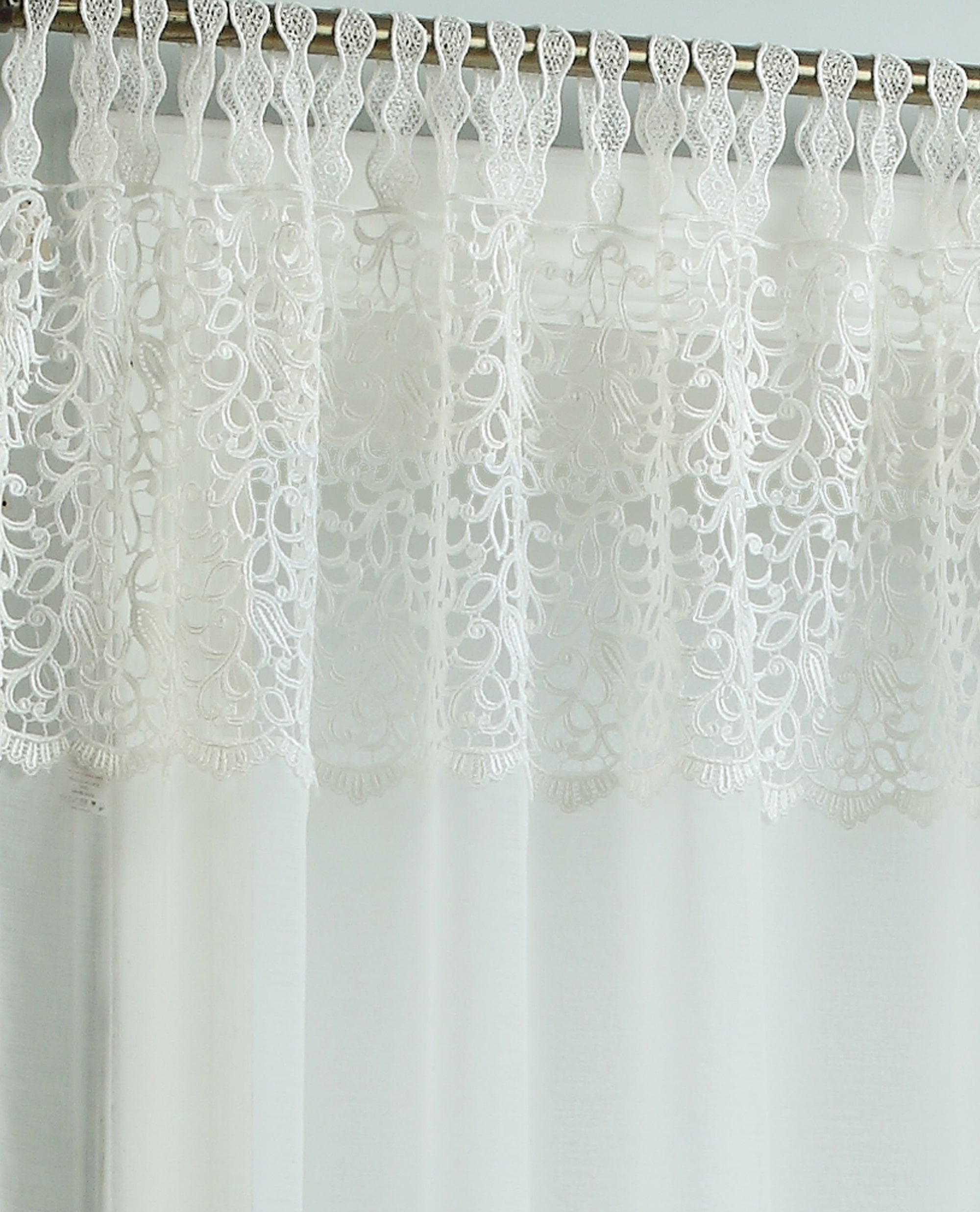 Celeste Macrame Ivory Tab Top Voile Panel