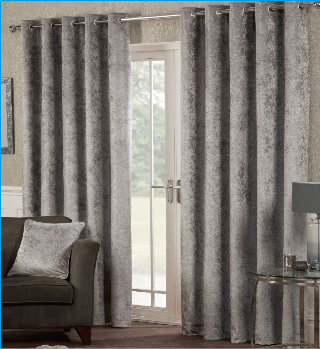 Crushed Velvet Eyelet Curtains
