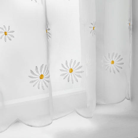 Daisy White Voile Cafe Curtain