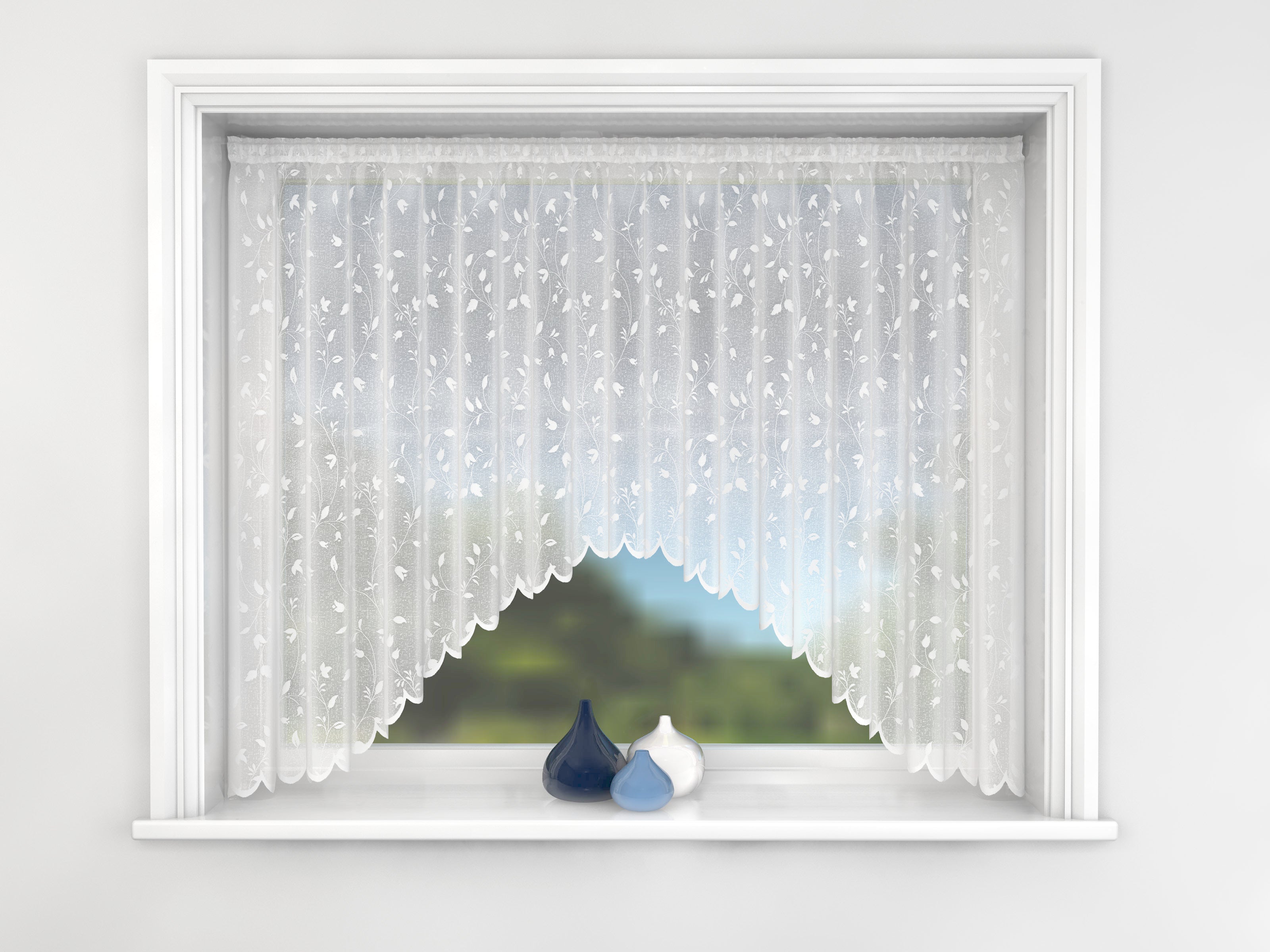 Ellie Trailing Leaves White Net Jardiniere