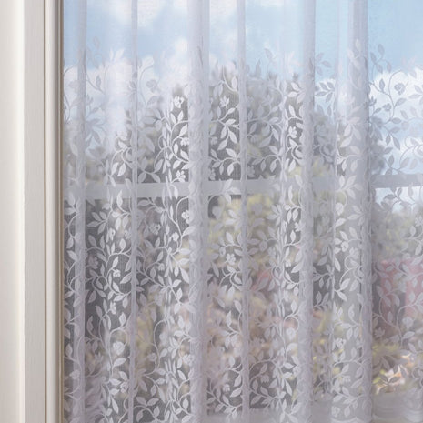 Fontwell Trailing Leaf White Net Curtain Made to Measure