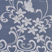 Lace fabric with floral and embroidered butterflies on a blue background