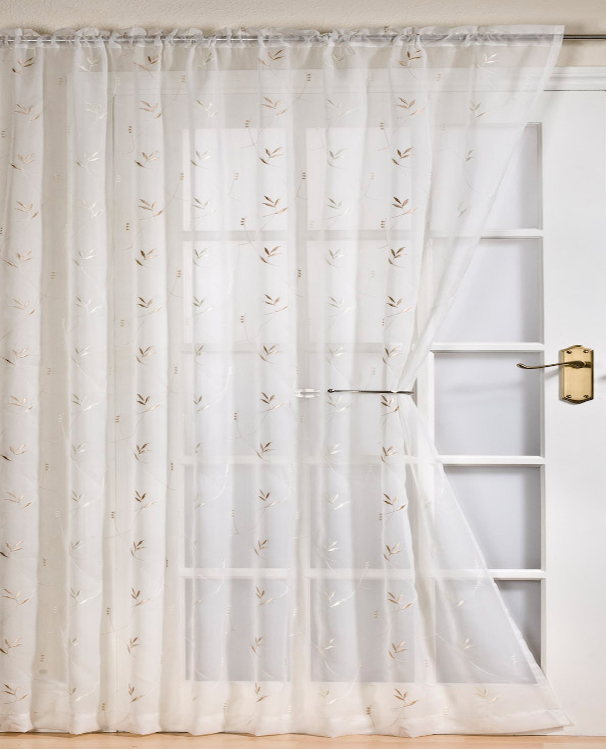 Perth Embroidered Champagne Voile Panel