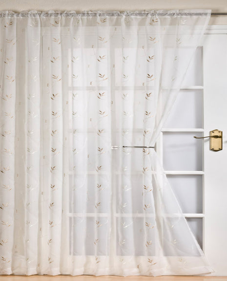 Perth Embroidered Champagne Voile Panel