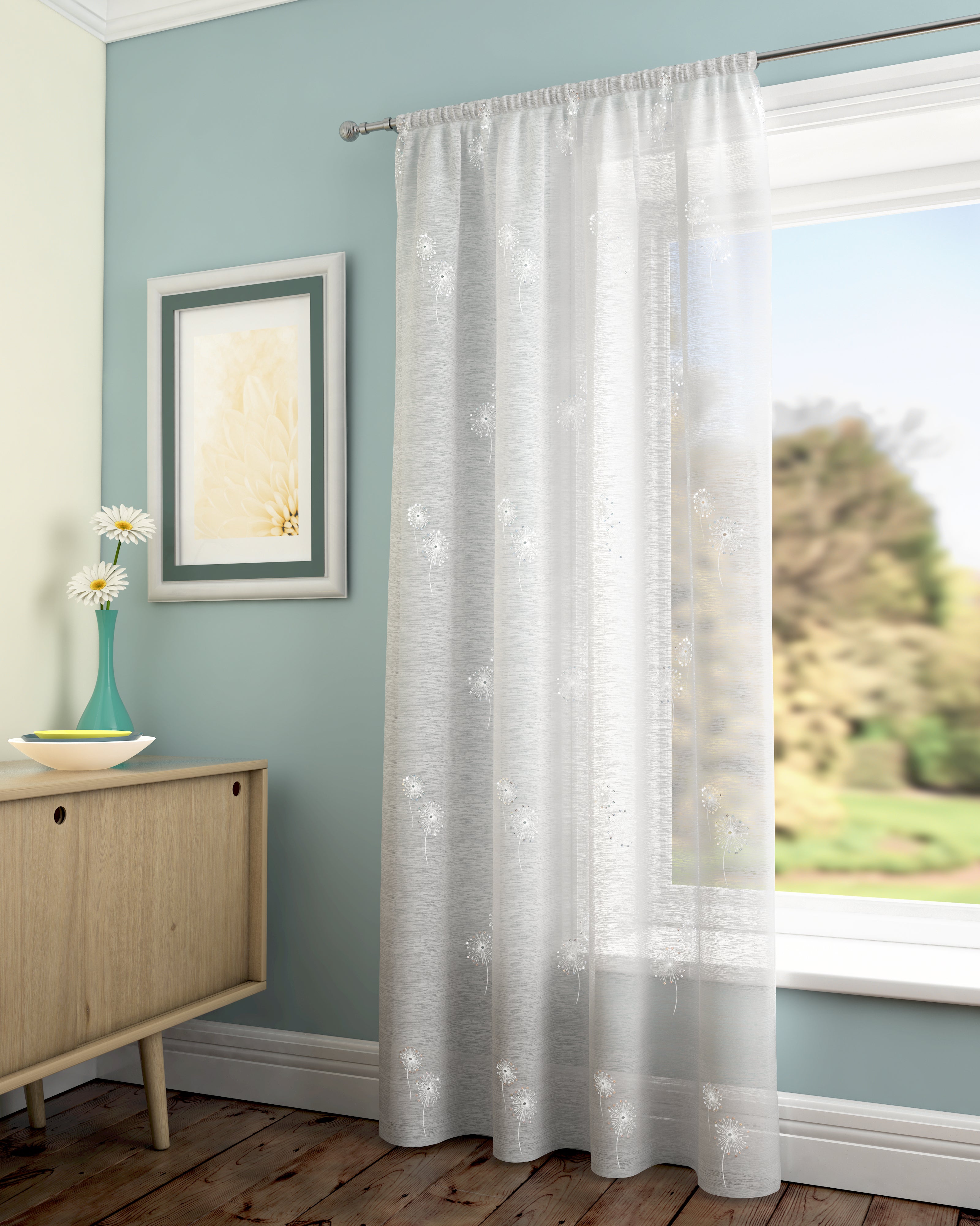 Starburst Sheer White Voile Panel