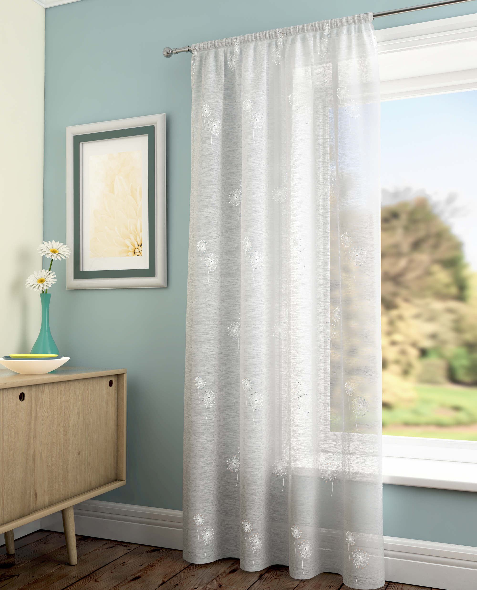 Starburst Sheer White Voile Panel