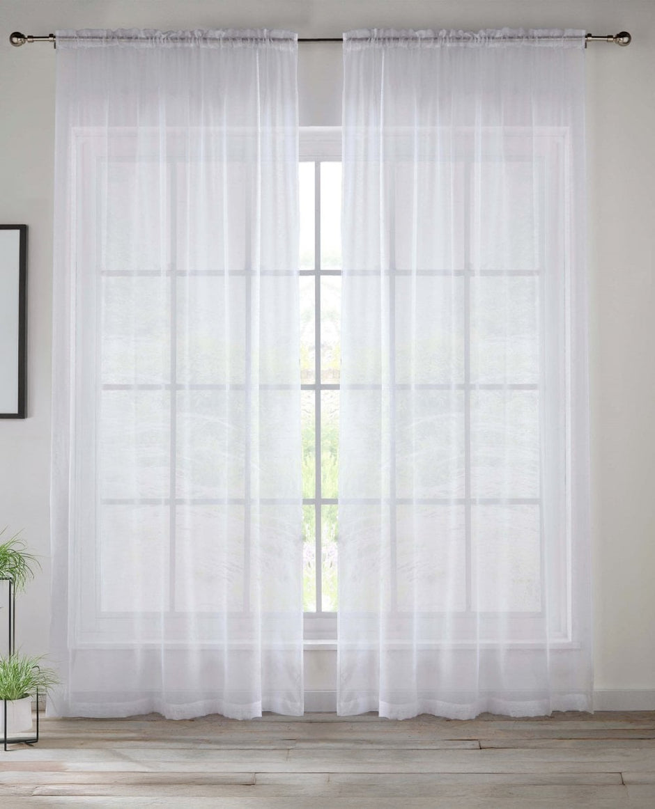 Recycled Plain Slot Top Voile Panels - Pair