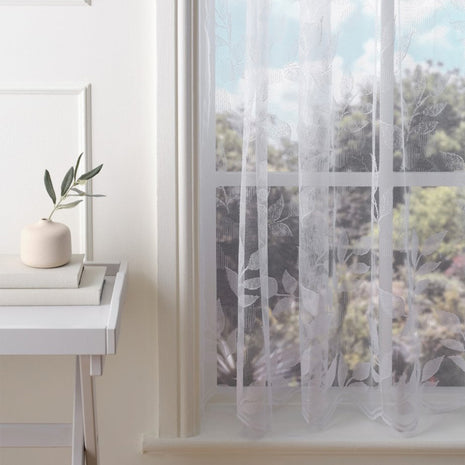 Autumn Leaves White Net Curtain Made to Measure