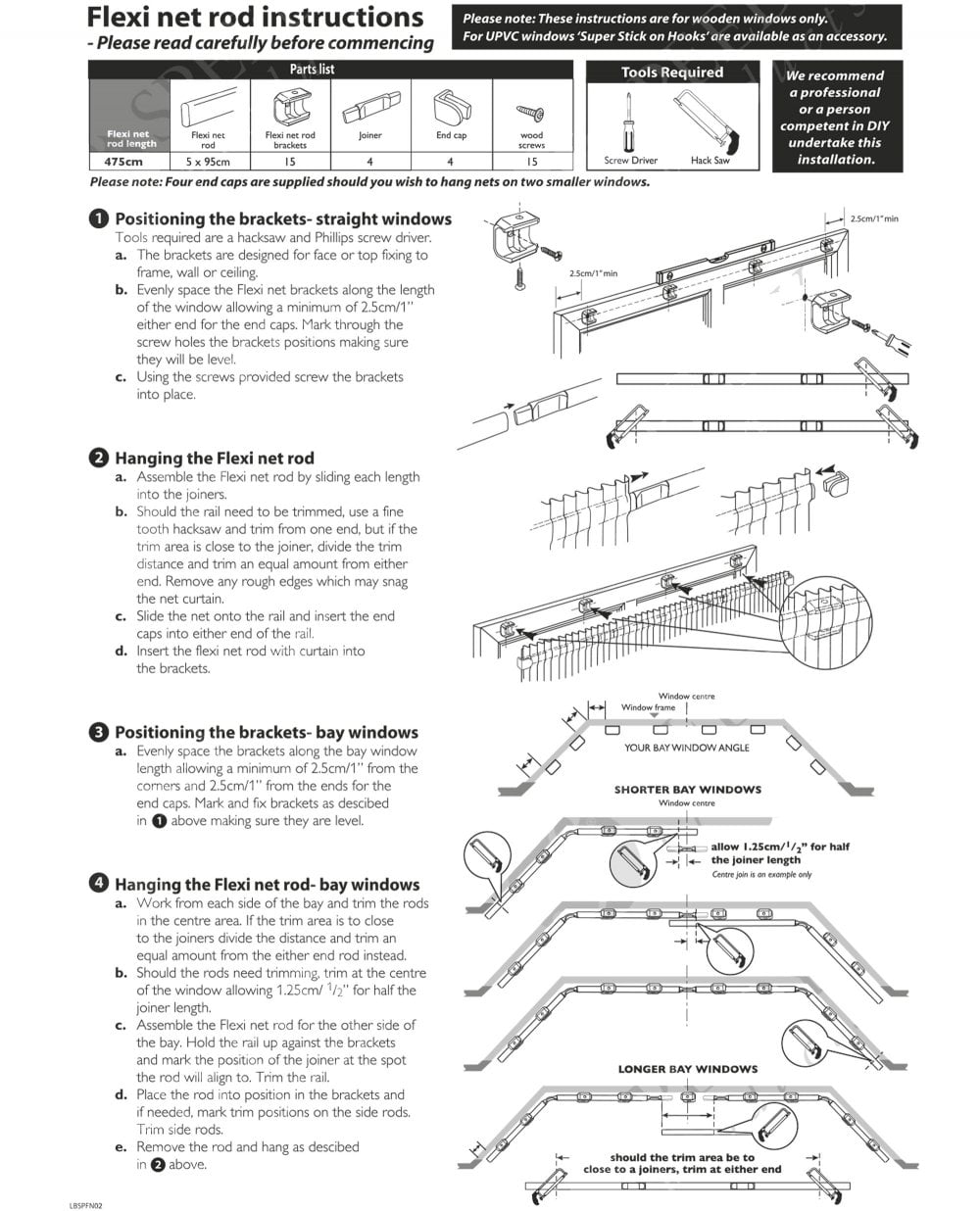 Large Bay Window Flexible Net Rod