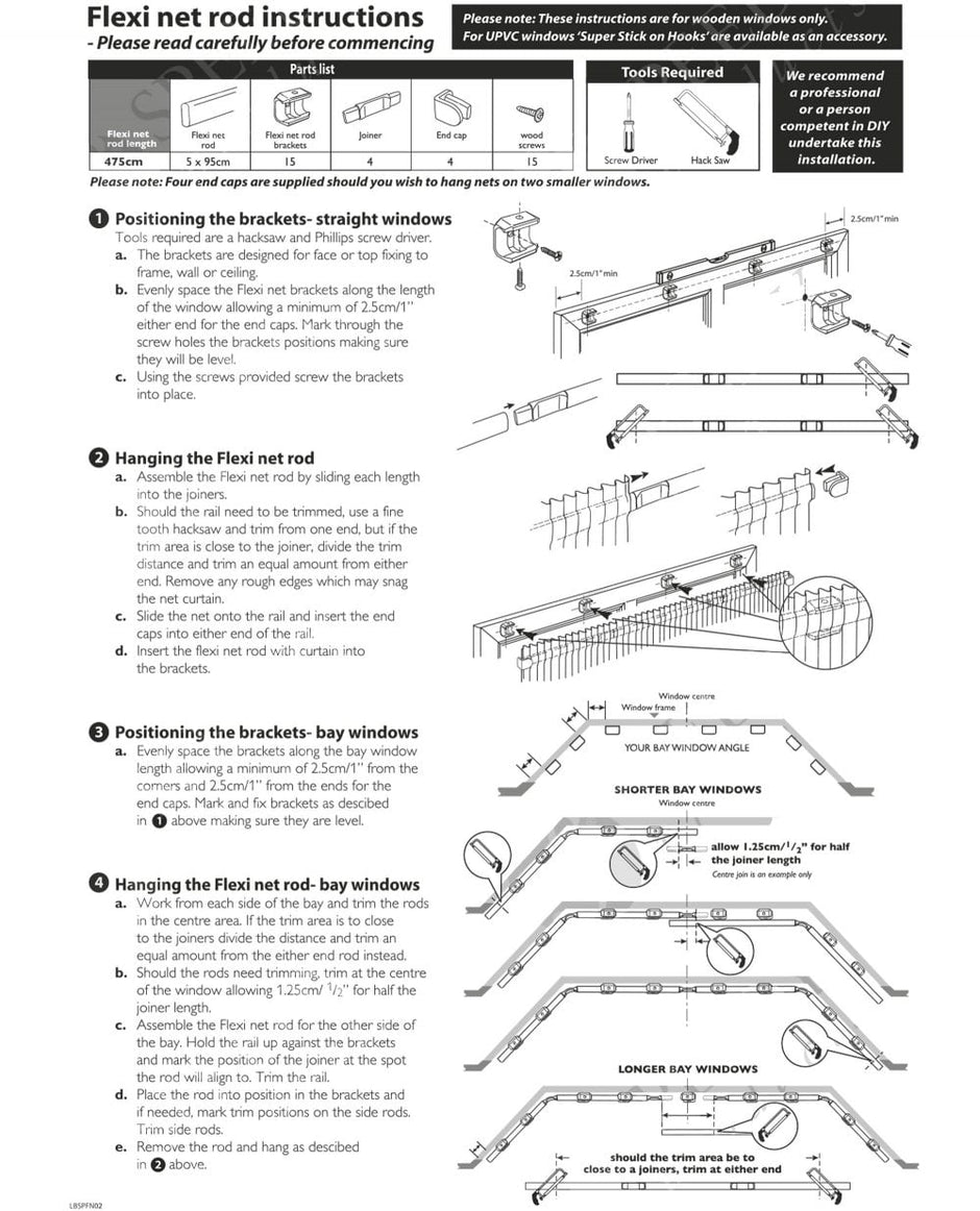 Large Bay Window Flexible Net Rod