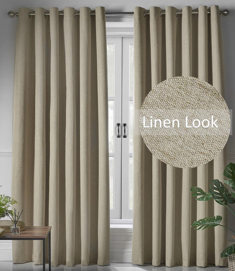 Linen Look Blackout Eyelet Curtains
