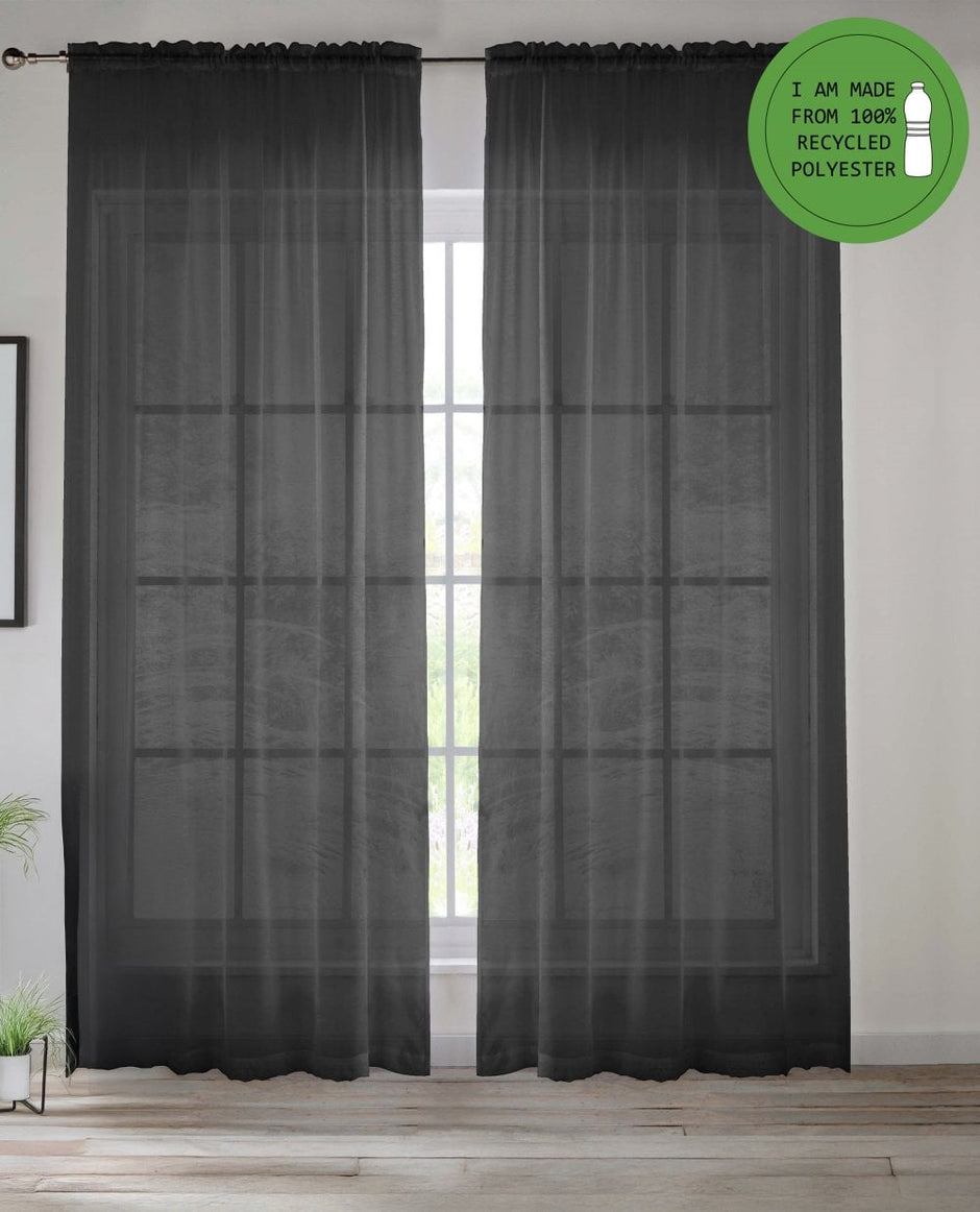 Recycled Plain Slot Top Voile Panels - Pair