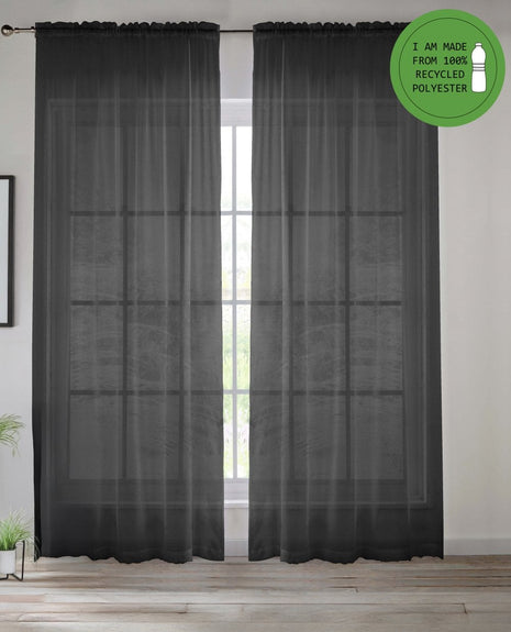 Recycled Plain Slot Top Voile Panels - Pair