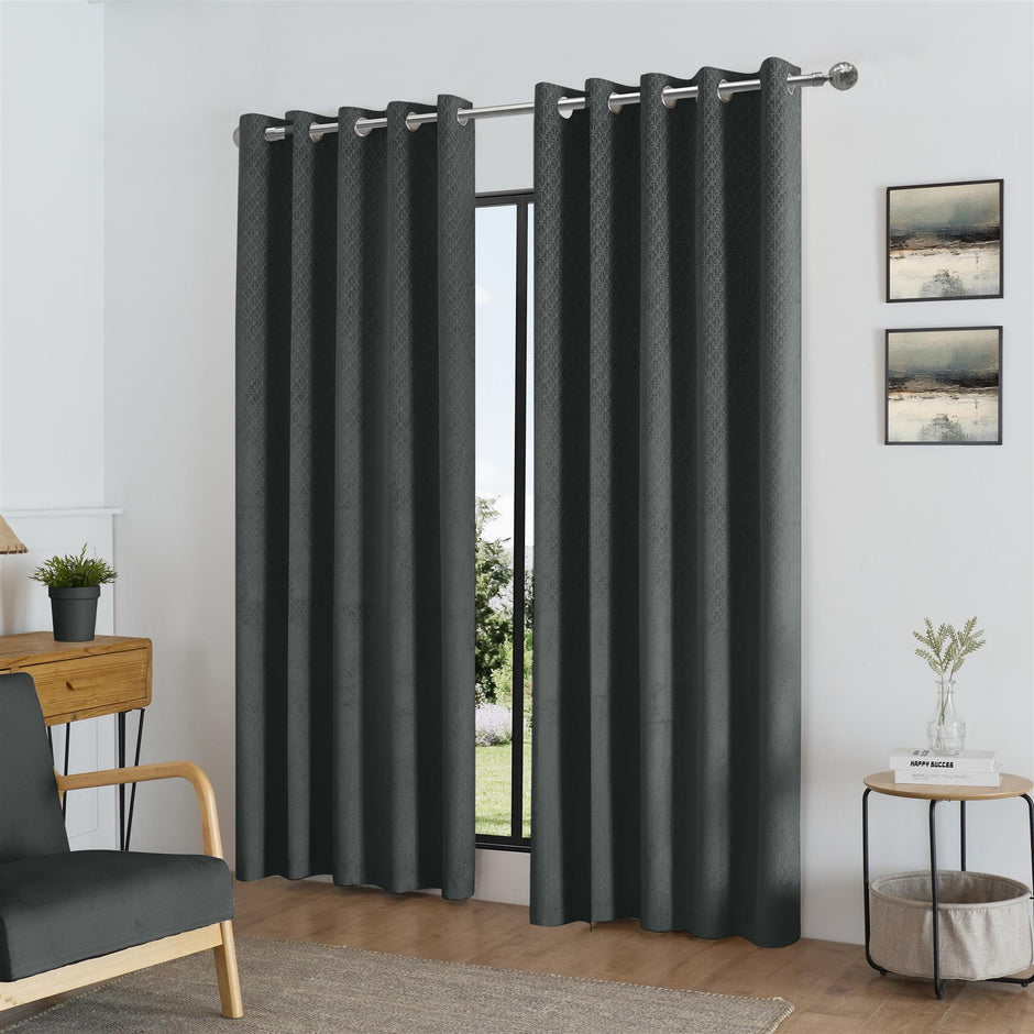 Temple Velvet Blackout Eyelet Curtains