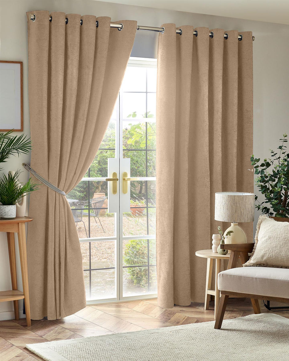 Chenille Blackout Eyelet Curtains