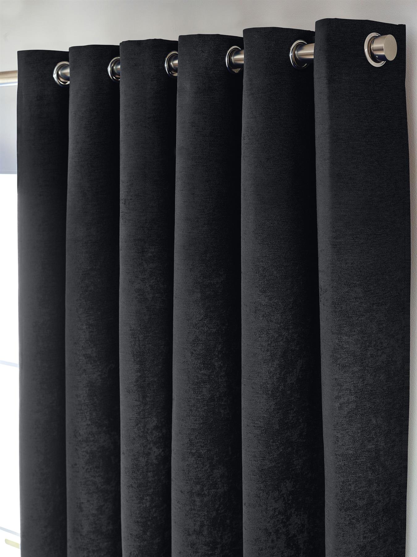 Chenille Blackout Eyelet Curtains