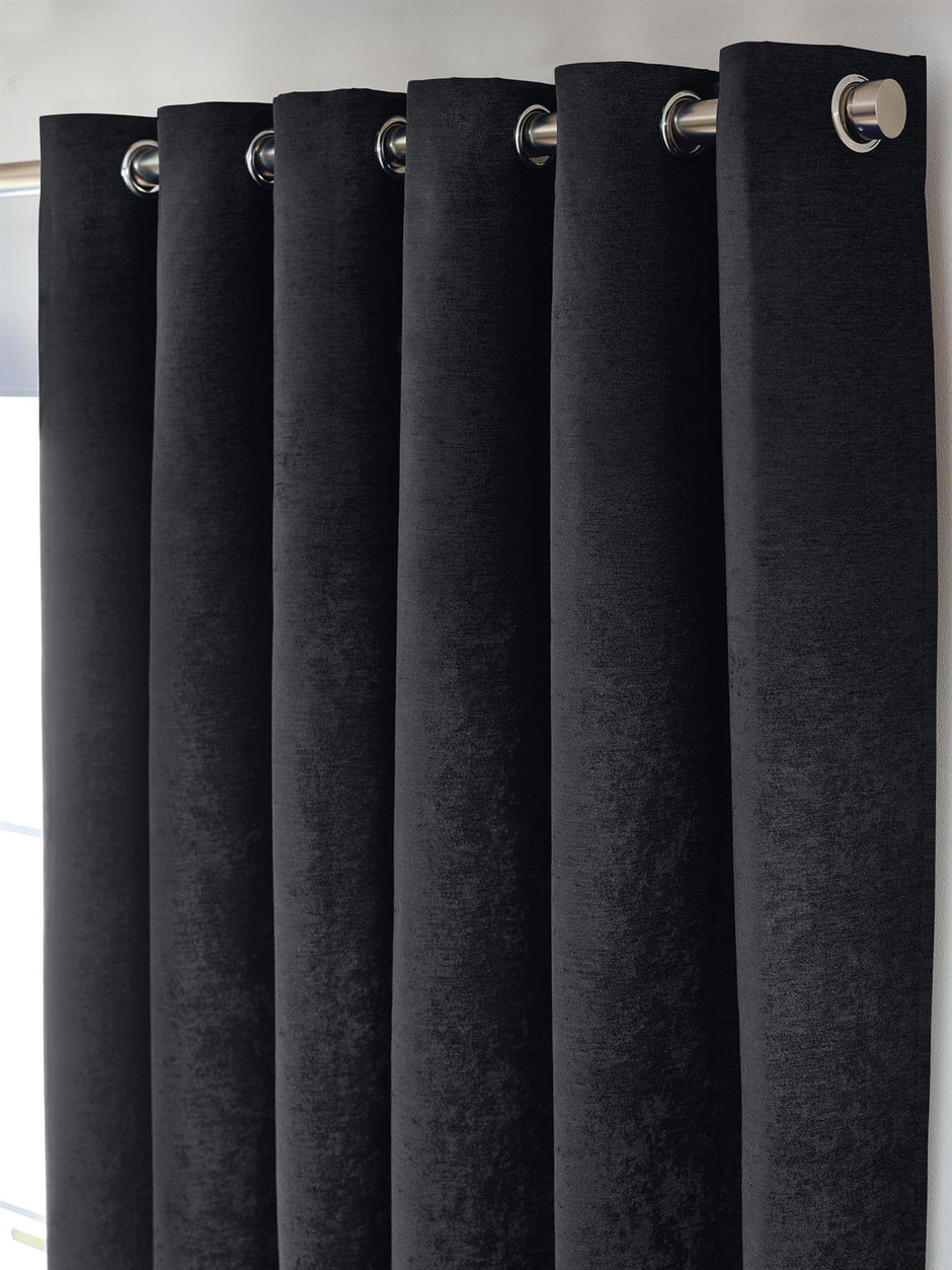 Chenille Blackout Eyelet Curtains