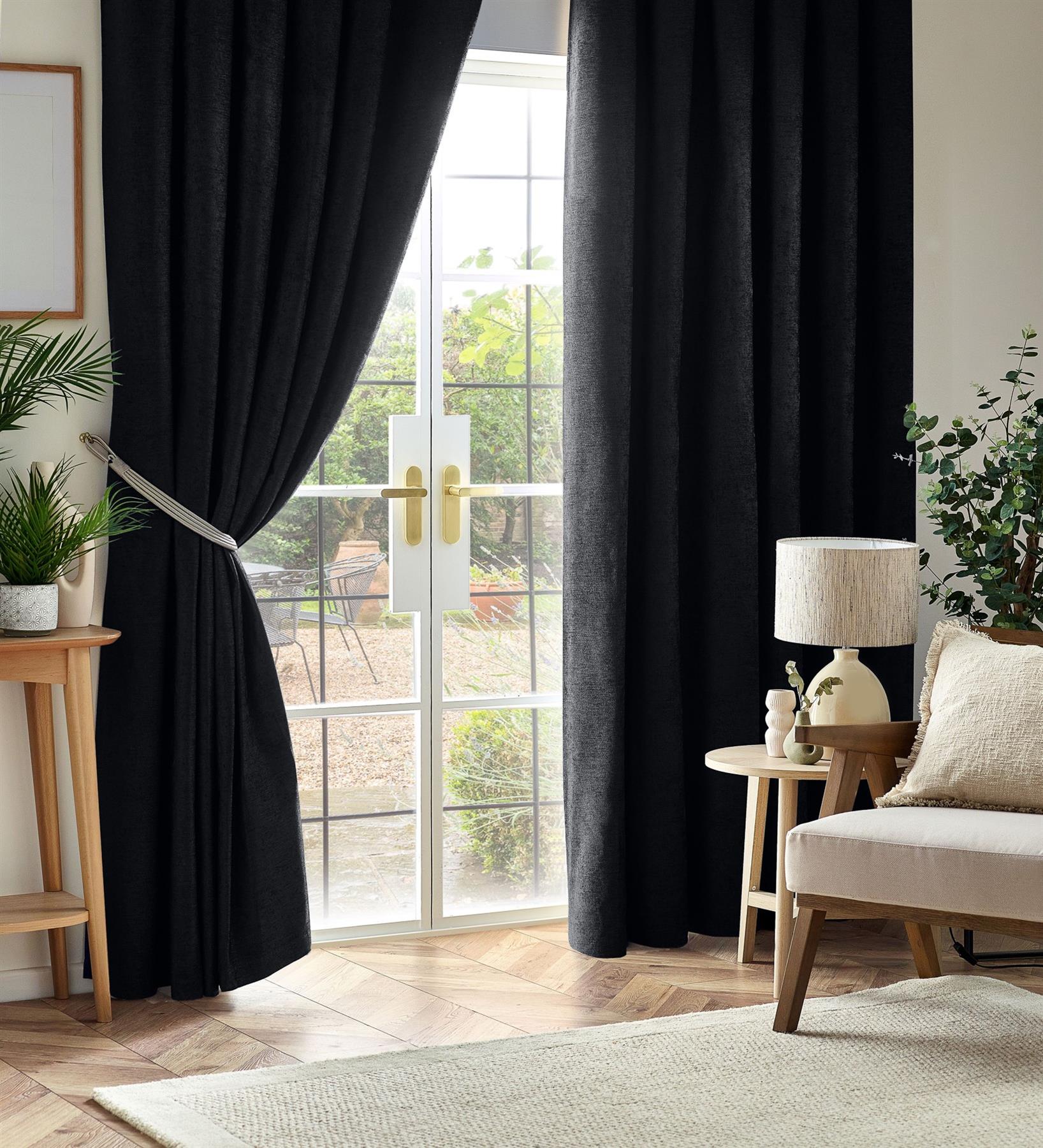 Chenille Blackout Pencil Pleat Curtains
