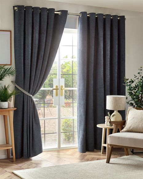 Chenille Blackout Eyelet Curtains