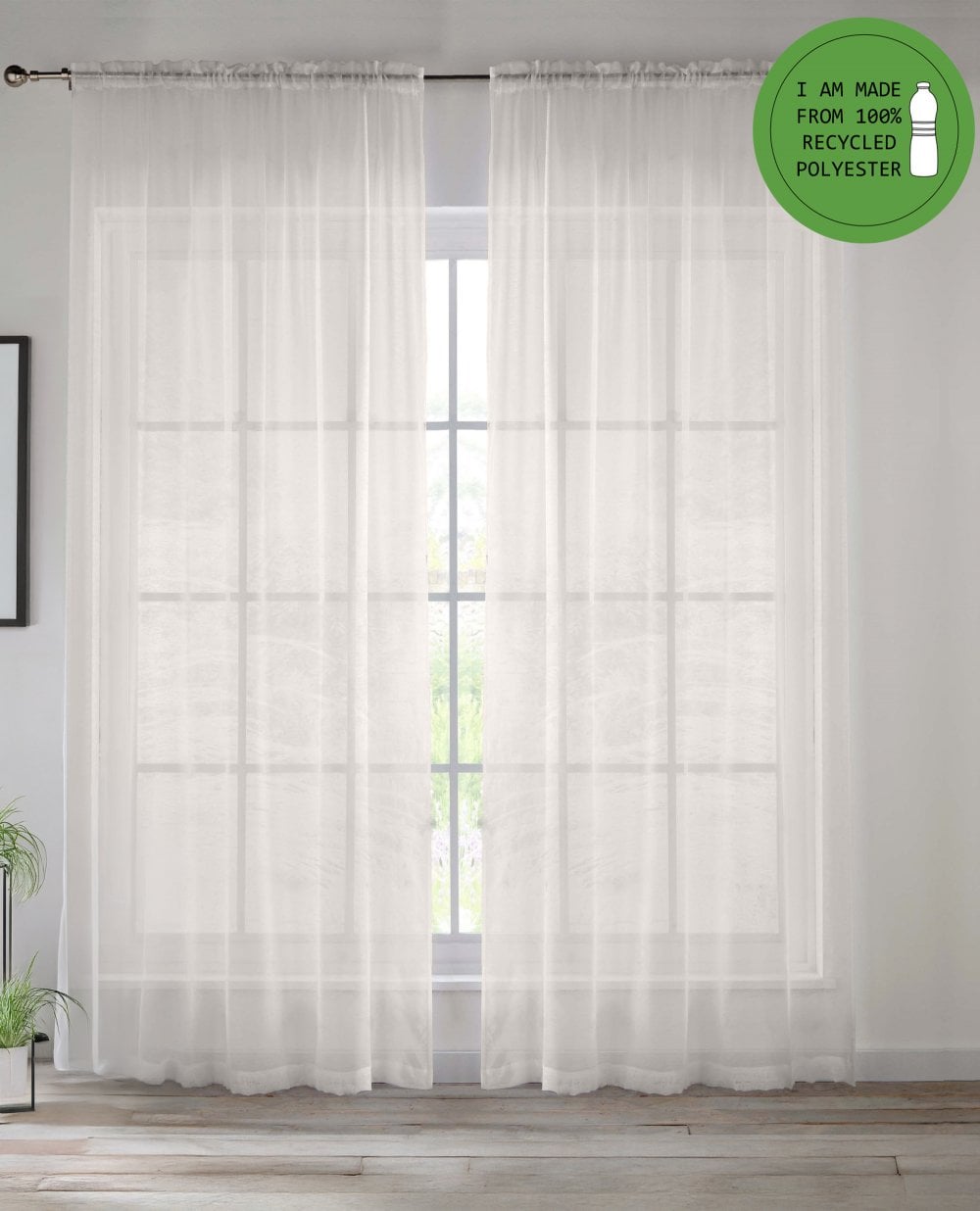 Recycled Plain Slot Top Voile Panels - Pair