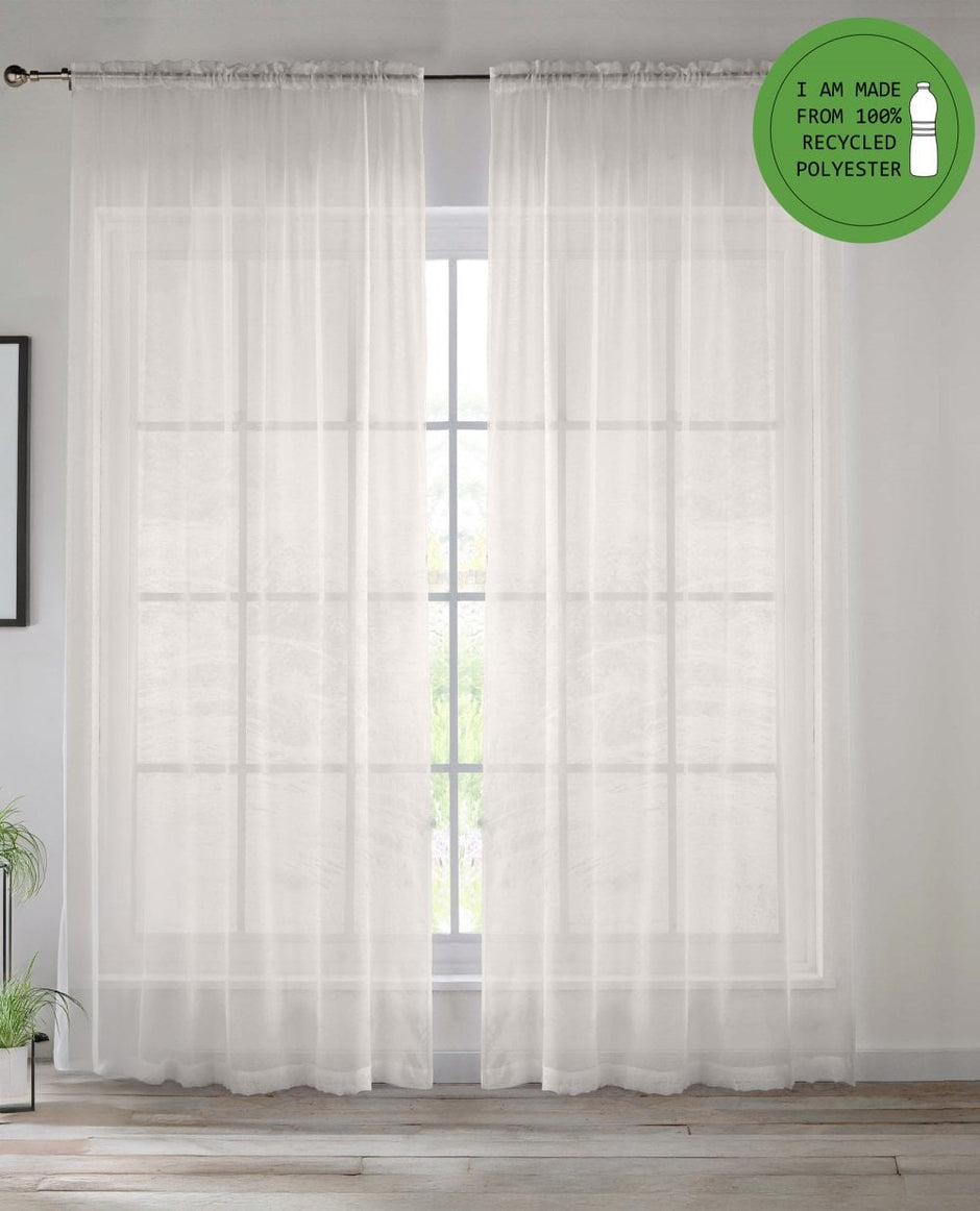 Recycled Plain Slot Top Voile Panels - Pair