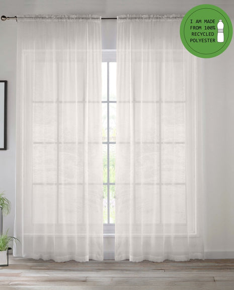 Recycled Plain Slot Top Voile Panels - Pair