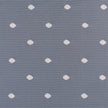 Pattern of white circles on lace curtains against a blue textured background