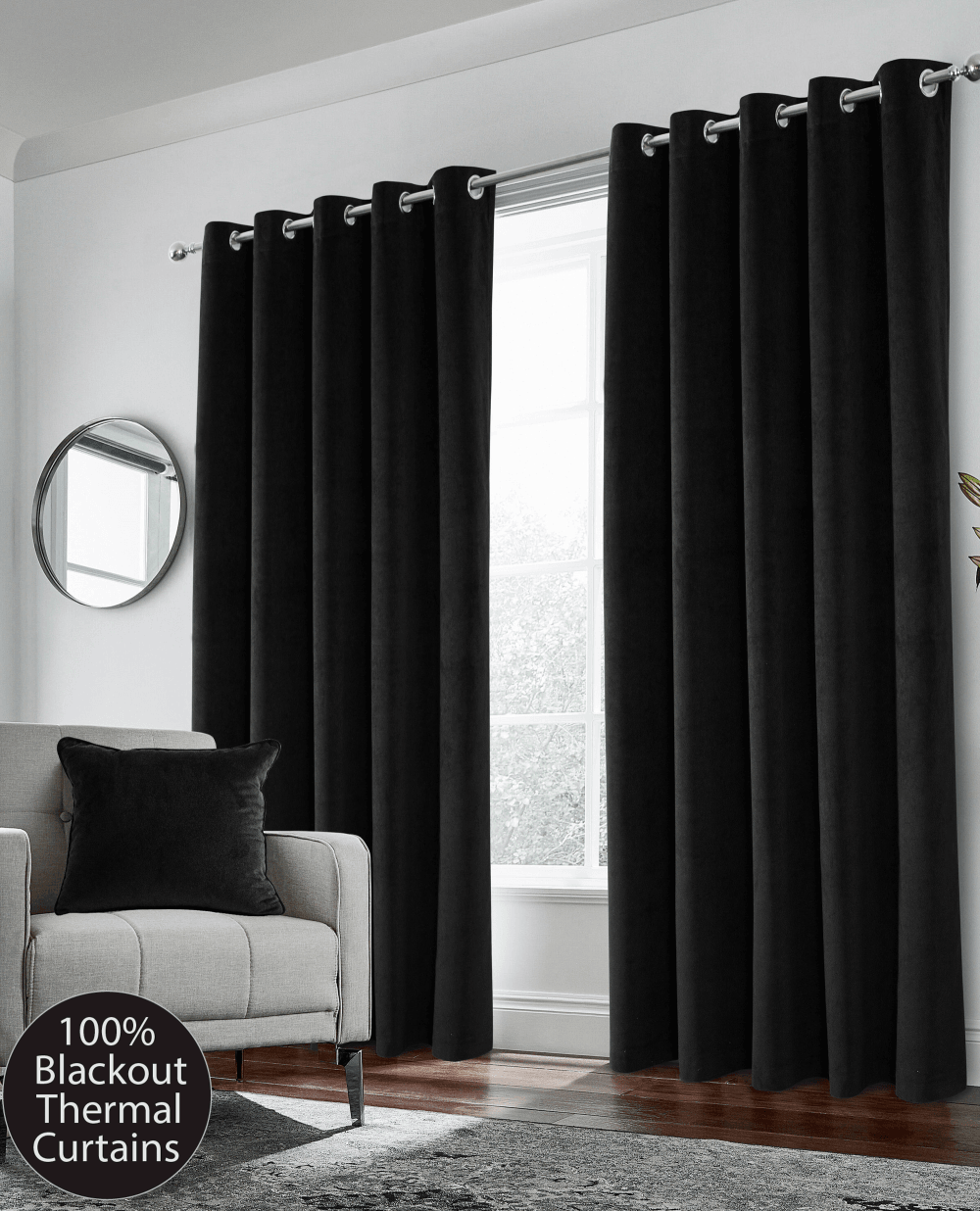 Hampton Thermal Velvet Eyelet Curtains