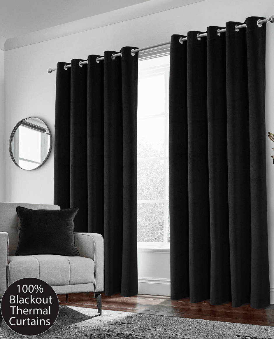Hampton Thermal Velvet Eyelet Curtains