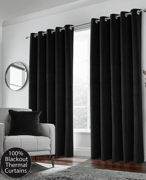 Hampton Thermal Velvet Eyelet Curtains