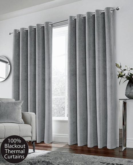 Hampton Thermal Velvet Eyelet Curtains