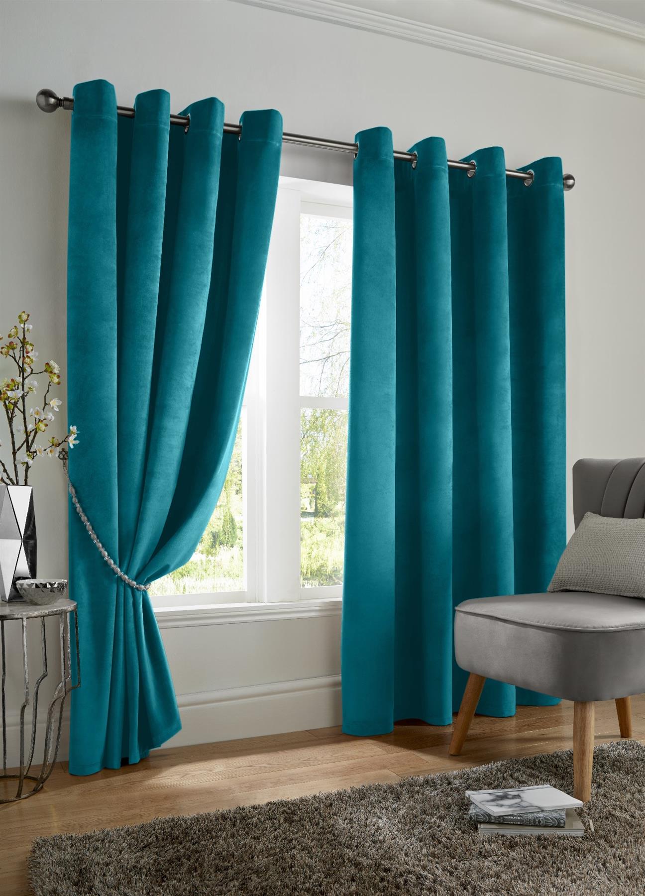 Velvet Blackout Eyelet Curtains