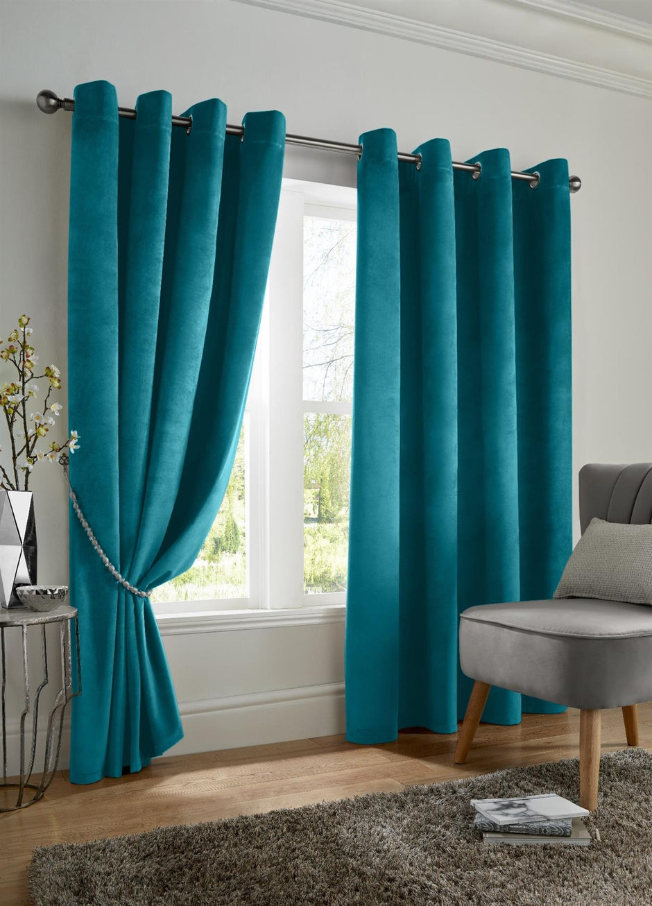Velvet Blackout Eyelet Curtains