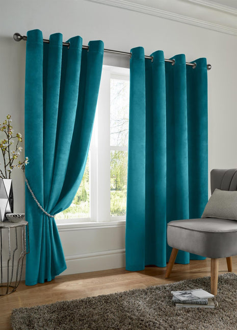 Velvet Blackout Eyelet Curtains