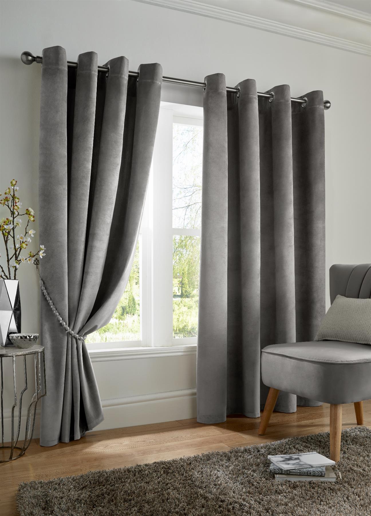 Velvet Blackout Eyelet Curtains