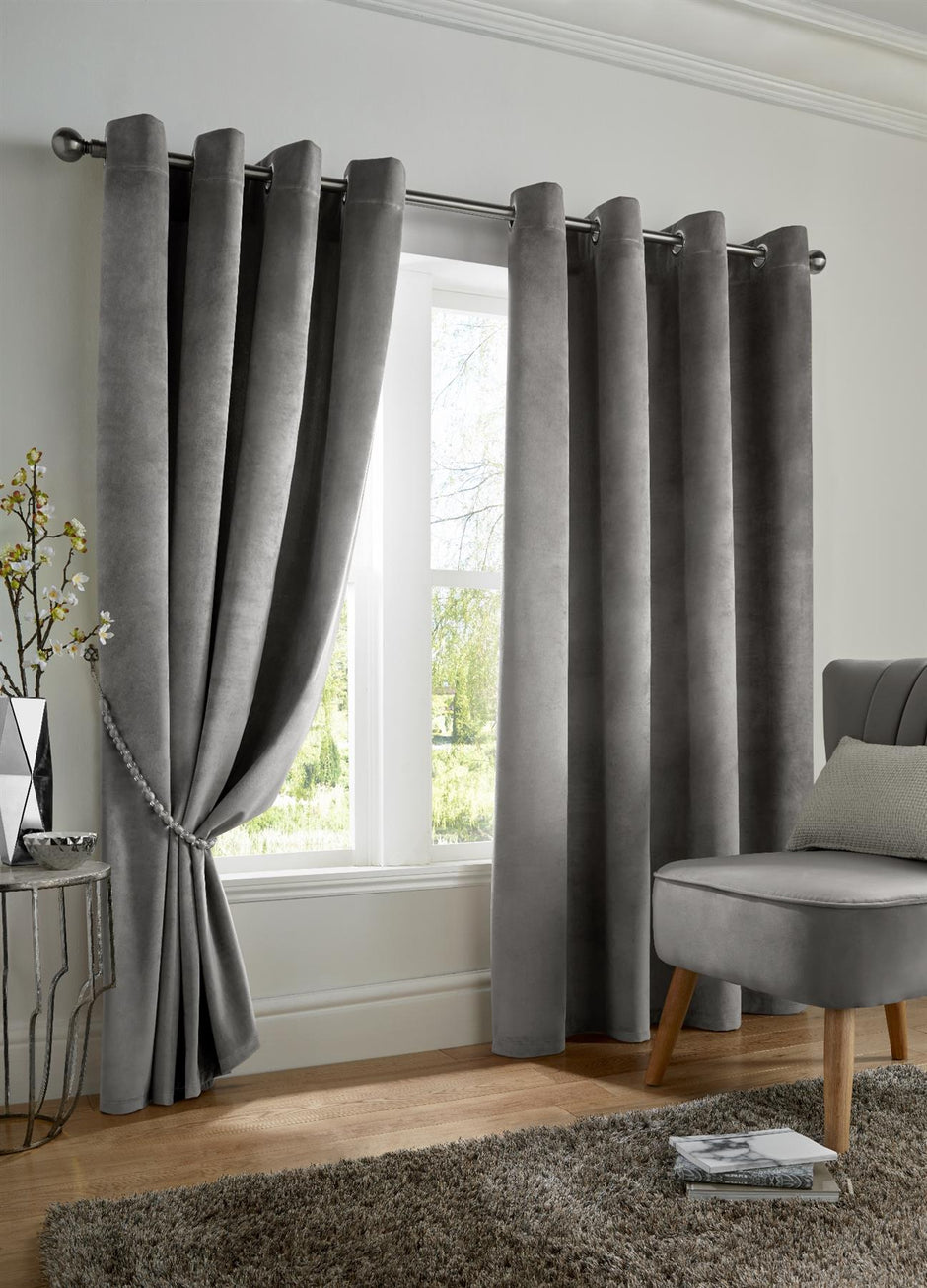 Velvet Blackout Eyelet Curtains