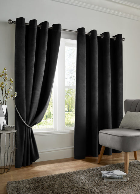 Velvet Blackout Eyelet Curtains