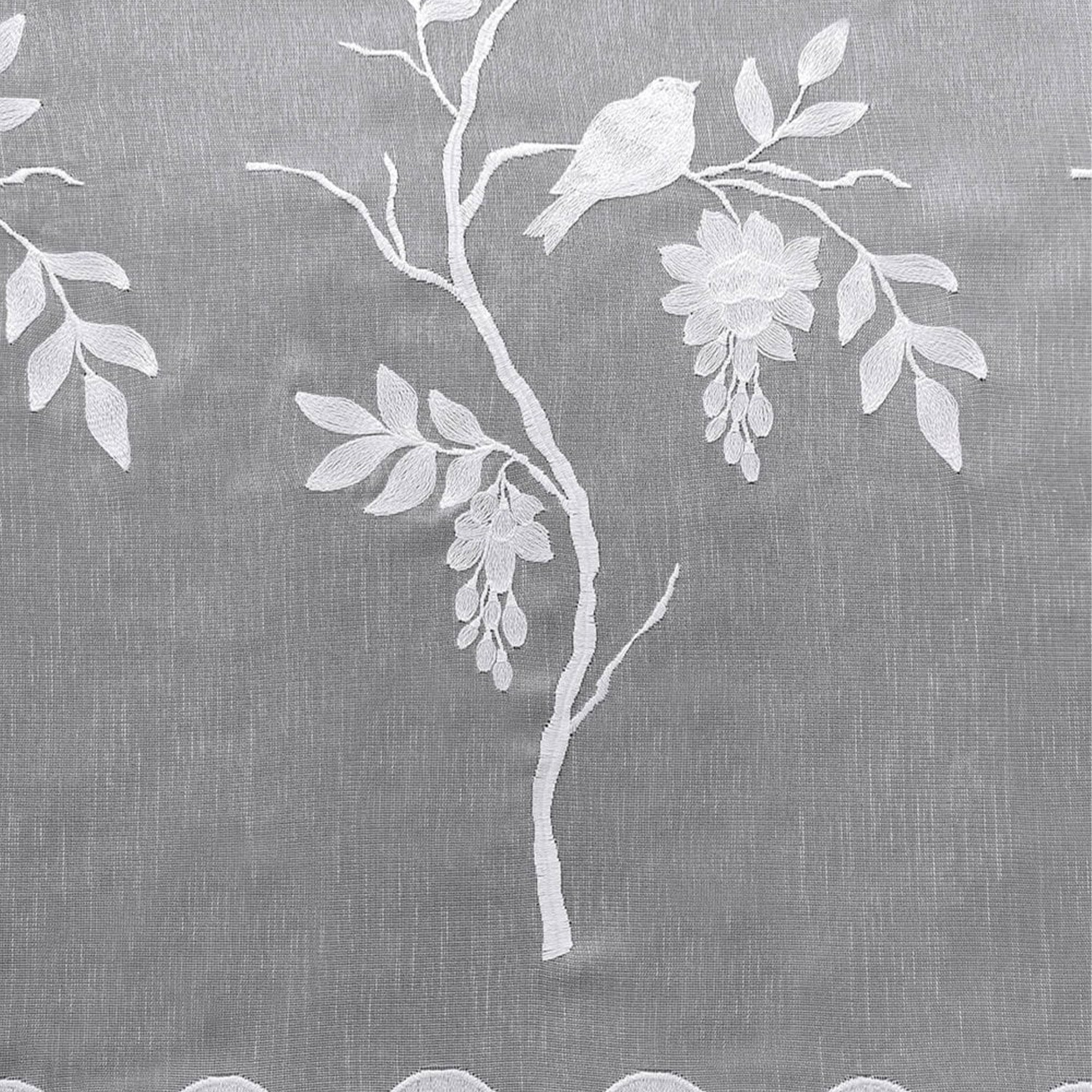 Juliette Embroidered Bird White Net Curtain Made to Measure