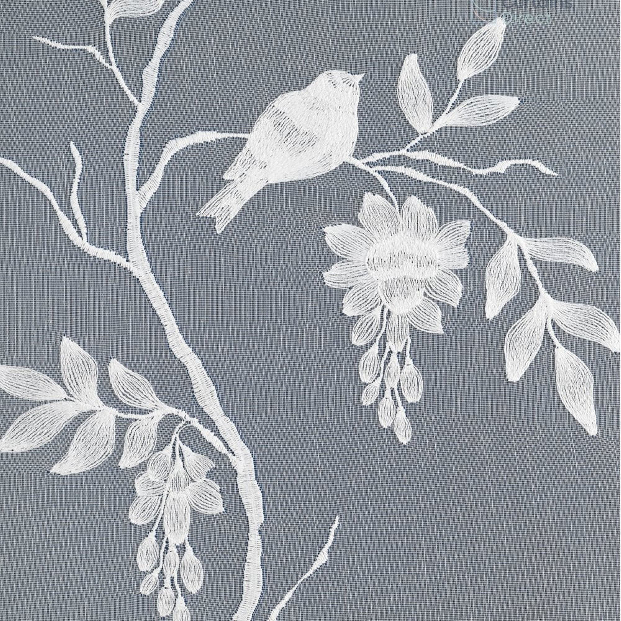 Juliette Embroidered Bird White Net Curtain Made to Measure