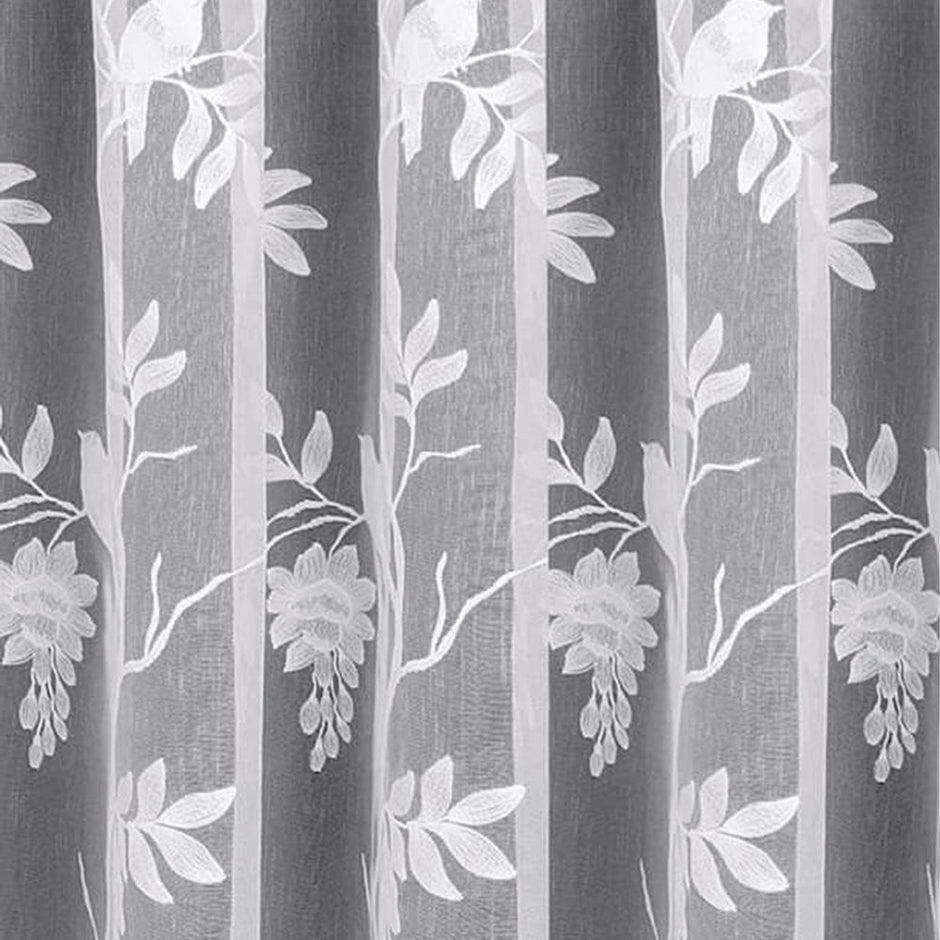 Juliette Embroidered Bird White Net Curtain Made to Measure