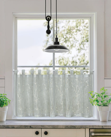 Linen Leaf Tab Top Grey Cafe Panel