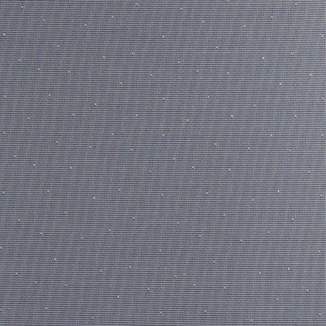 White lace curtain with tiny dots against a blue background