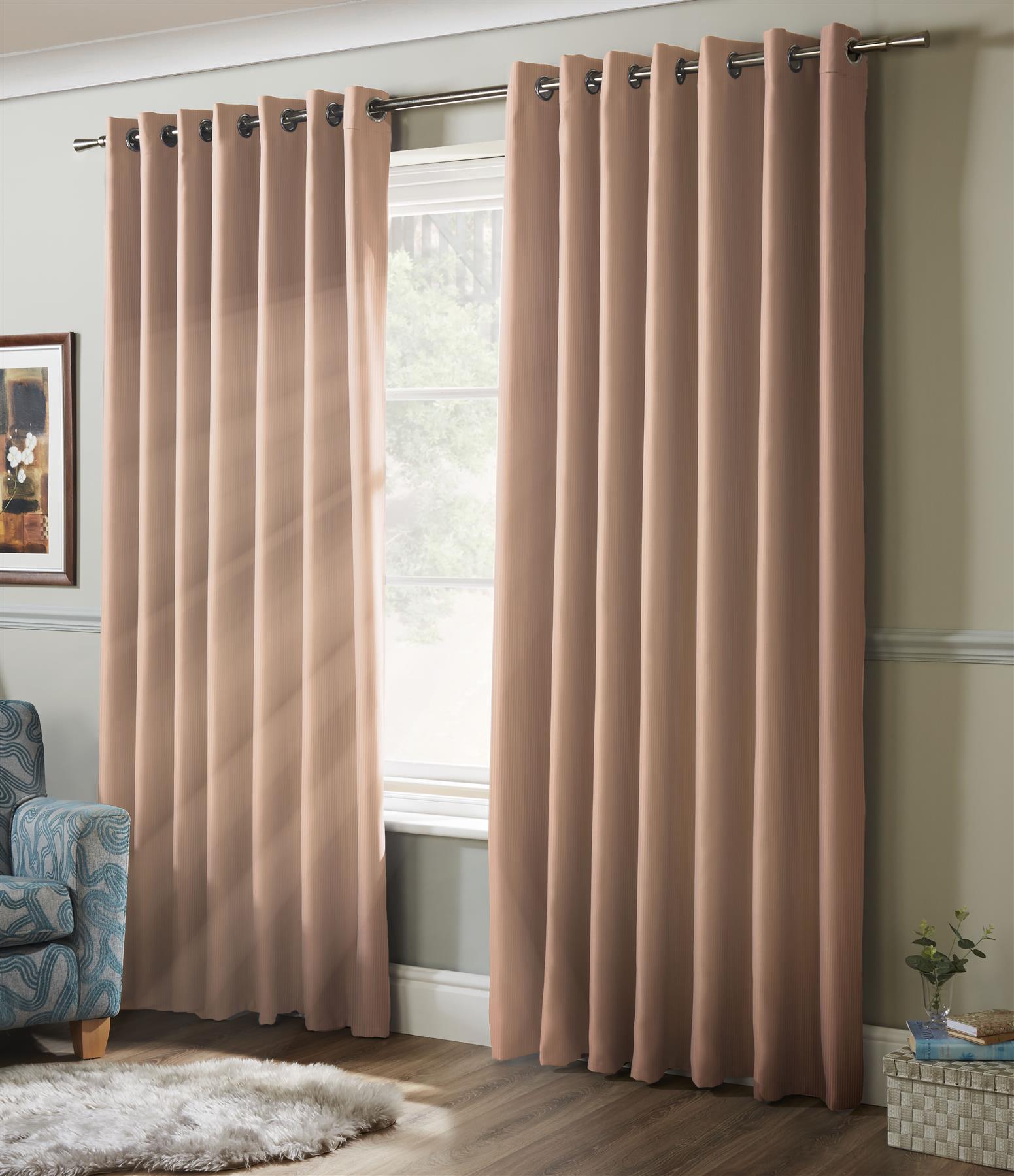 Linen Look Blackout Eyelet Curtains